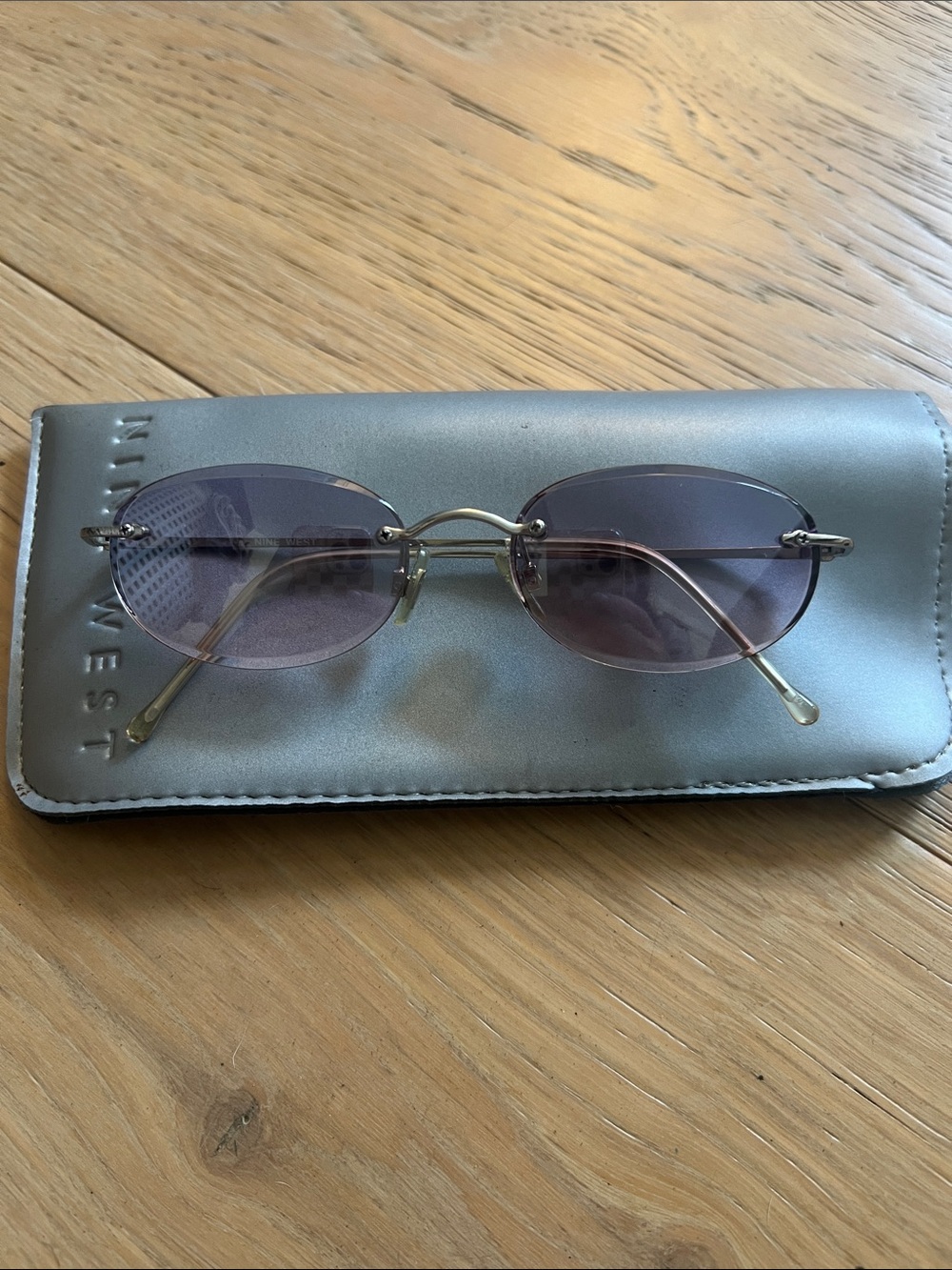 Nine West Oval Silver Sunglasses with Lavender Lenses